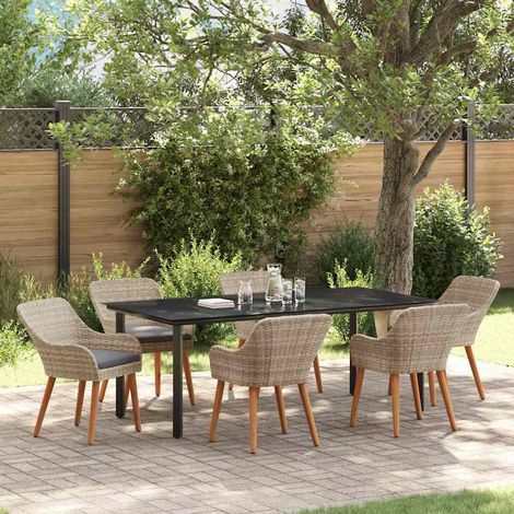 Ensemble de salle à manger pour jardin 7 pcs-Salon de jardin Gris clair 924766 (1/5)