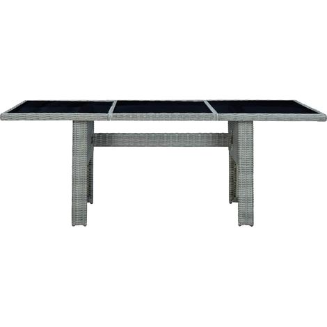 Maison Exclusive - Gartentisch Hellgrau Poly Rattan und Hartglas (1/5)