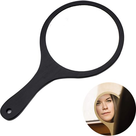 Miroir Rond Avec Poignée En Bois - Miroir de Maquillage et de Coiffure - Diamètre 15 cm - Pour Salle de Bain Salon et Voyage - 1 Pièce (1/5)