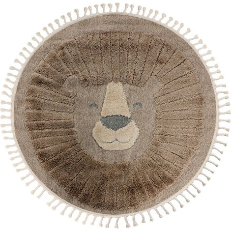 Tapis rond lion enfant gris effet 3d doux - 170 x 120 cm (1/5)