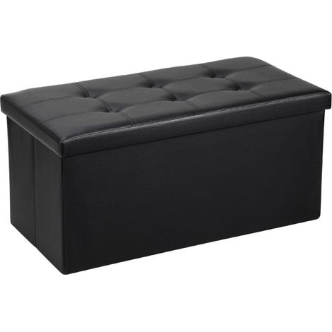 SWANEW Sgabello 76cmx38cmx38cm Panca pieghevole Storage Chest Footstool Repose Feet Sofa Ottoman con Rangemen Chest Nero (1/5)