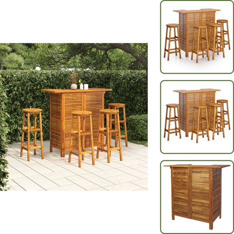 Tabouret de bar - vidaXL Ensemble de bar de jardin 5 pcs Bois d'acacia solide - Bois d'acacia