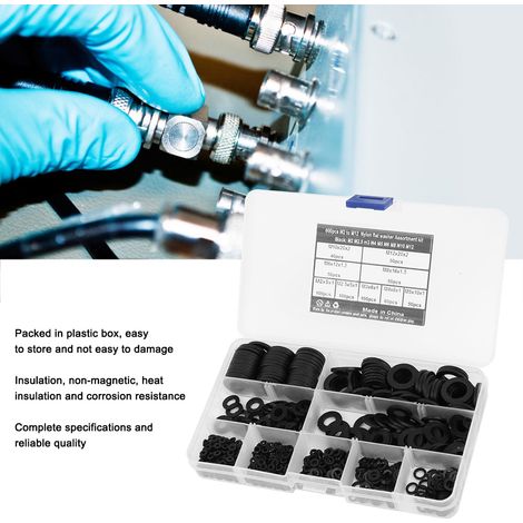 Kit de 600 rondelles en nylon noir, M2-M12, 9 tailles disponibles (1/5)