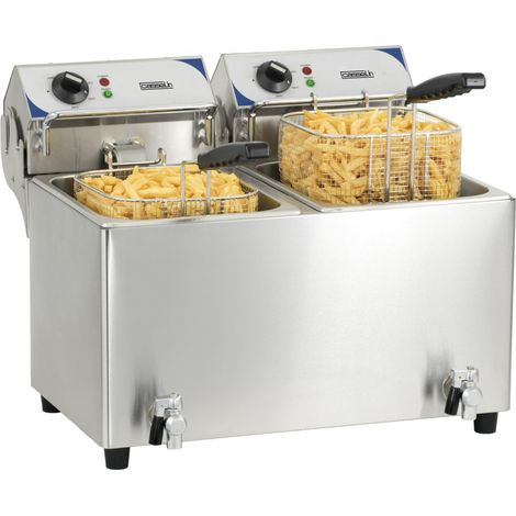 Friggitrice elettrica con valvola di scarico 2 x 7 litri