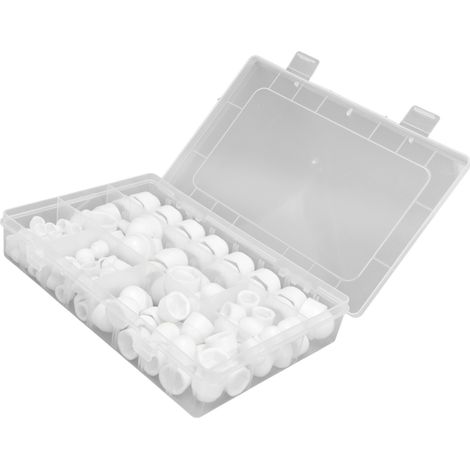 Kit d'assortiment de 160 cache-écrous hexagonaux pour vis et boulons, 6 tailles (M4, M5, M6, M8, M10, M12), blanc.