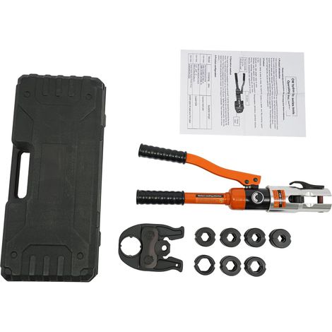 HAUTOUR Pince à sertir hydraulique 10T avec 7 inserts de sertissage V12/14/15/16/18/22/28 mm Kit d'outils professionnels pour tube en cuivre Orange (1/5)