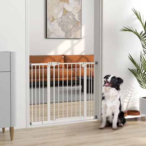 Porte pour chien et animal 2 rallonges réglables jusqu’à 100 cm - pour chien avec fixation poussante sans trous et auto-ferme - blanche