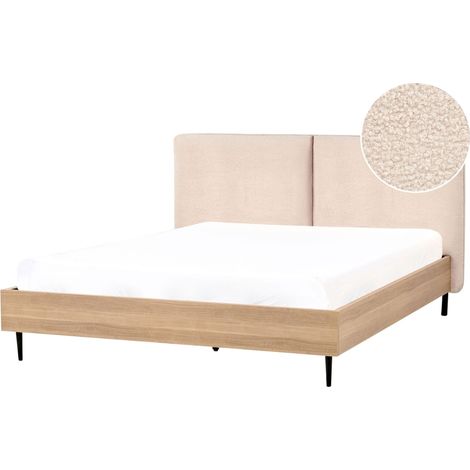 Bed Boucle LIMANTON 160 x 200 cm (EU King Size) Beige