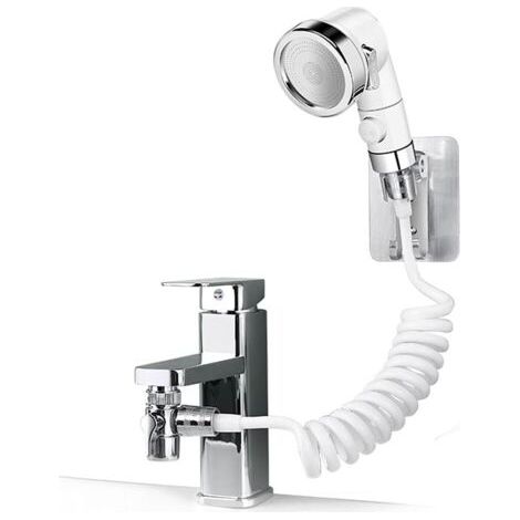 royaluxe-Pommeau de douche sans impact, ensemble de douche réglable pour robinet de salle de bain - douchette avec connecteur rapide, tuyau détachable, douchette pour laver les cheveux, pour le bain d (1/5)