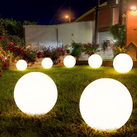 Sfera luminosa solare da giardino sfera luminosa a LED solare decorazione da giardino sfera solare per esterno 25 cm, tempo di illuminazione circa 6-8 ore, H 65 cm, set da 7 (1/5)