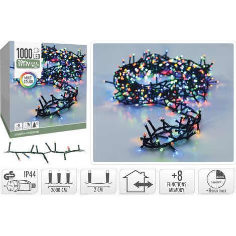 LUCI DI NATALE 1000 LED, 20MT, 8 GIOCHI DI LUCE, MULTICOLORE