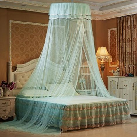 paquet de moustiquaire plafond ronde petite fraîche princesse – avec décoration papillon lumineuse aqua 1 vert (1/5)
