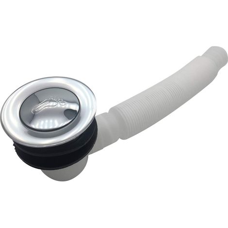 Bath Tub Drain Stopper - Metal Tip Toe Press Button - Universal Fit for Bathtubs and Washbasins - Includes Drain Pipe - 1 Unit (1/5)