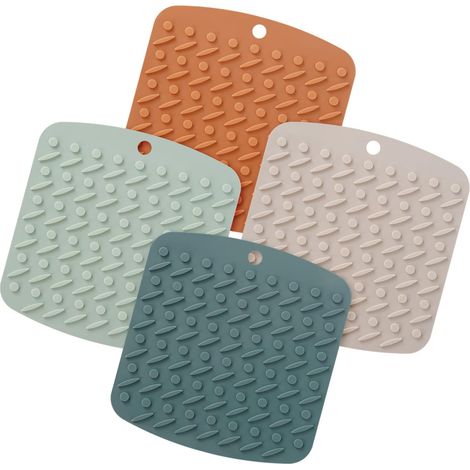 Set di 4 sottopentola in silicone antiscivolo, resistenti al calore fino a 250 °C, tovagliette per cucina e sala da pranzo, sottobicchieri, 4 colori (1/5)