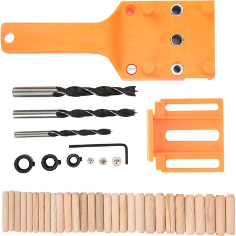 41 pièces/ensemble outil de guidage de perçage du bois de menuiserie bricolage localisateur de trous de perçage droit fourniture de travail du boisOrange (1/5)