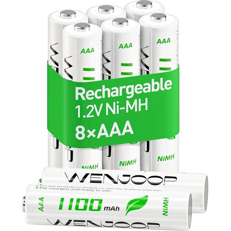 Piles AAA Rechargeables Lot de 8, 1100 mAh Haute Capacité, Prêtes à l'emploi, Longue Durée 1,2V NiMH AAA pour Souris et Claviers sans Fil (1/5)