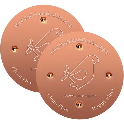 Plateau en cuivre pour bain d'oiseaux - Purification naturelle de l'eau - Décoration en cuivre - Empêche la prolifération d'algues - Lot de 2 - 10 cm (1/4)