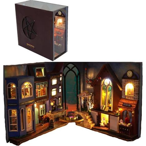 Ecleanfy - DIY Book Nook Kit, Kit de construction miniature pour coin de livre – Serre-livres Magic House – Puzzle en bois 3D pour