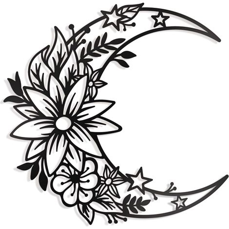 Mondblumen, Mond-Wanddekoration, Metall-Wand-Kunst-Dekoration, Heimdekoration, Silhouette, Metallarbeiten (1/5)