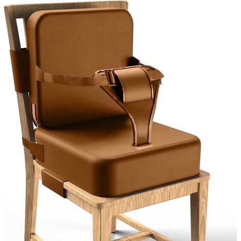 Children's Booster Chair, Baby Booster Seat, Children's Booster Seat, Brown, Extension with Laces, Suitable for Children Aged 3 to 12 Years