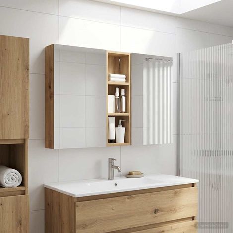 vidaXL Set di Armadi da Bagno con porta 3 pcs 100 x 10,5 x 60,5