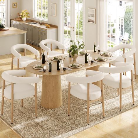 Ensemble de 6 chaises de salle à manger confortables et bien rembourrées, grand ensemble avec structure métallique robuste, chaises au design moderne pour les familles nombreuses. (1/5)