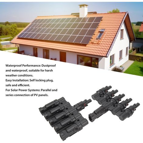 Connettore solare a T Toivize, da 1 a 5 poli, impermeabile IP67, in rame PPO, per pannelli fotovoltaici (1/4)