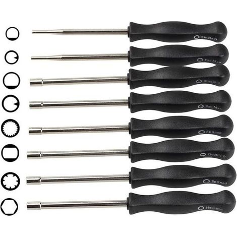 Set de 8 Outils de Réglage de Carburateur/ Tournevis de Réglage Embout Pac Man / Single D / Double D / Hexagone / 21-Dents Splinde (1/3)