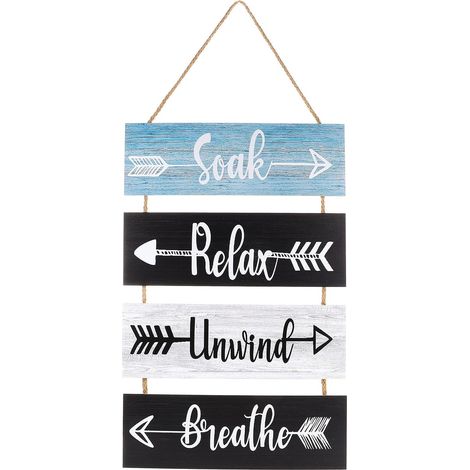 Planche en Bois Suspendue pour Toilettes Flèche Décorative, Décoration Murale Créative et Design Artistique pour Salle de Bain, Accessoire Pratique en Bois (1/5)