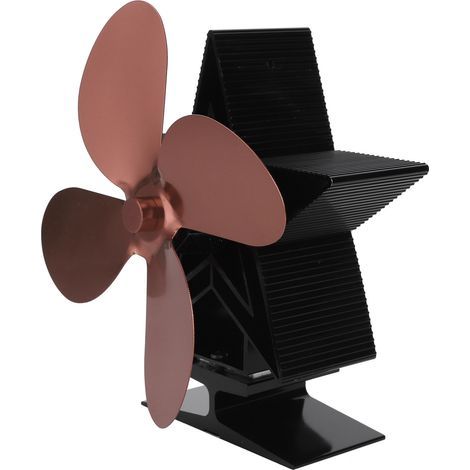 4-Blatt-Wärmeventilator für Holzöfen und Kamine zur Wärmeverteilung, Bronze (1/5)