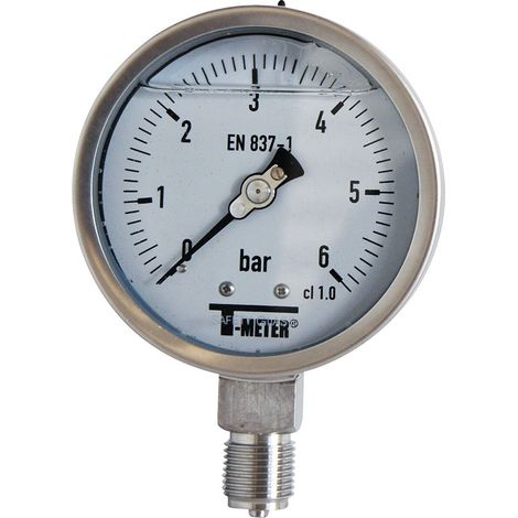 Manomètre TOUT Inox à bain de glycérine RADIAL Mâle 1/2" (15/21) - Ø100 - Pression 0 / 2,5 bar - Sferaco (1/2)