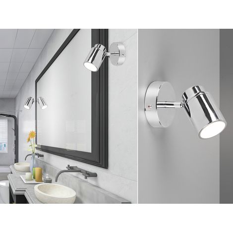 Wandstrahler Badezimmerlampe ANGELO Silber Chrom, Höhe 15,5cm (1/5)