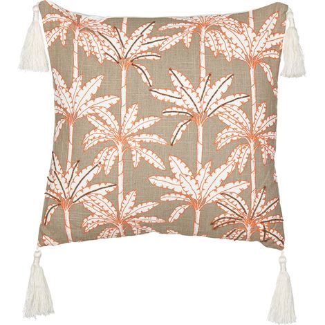 Cojín cuadrado de algodón 45 x 45 cm relleno poliéster accesorios motivo palmeras multicolor Melobesia