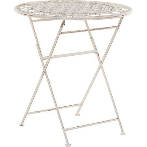 Table de Jardin ou Terrasse Bistrot Ronde et Pliante en Métal Beige Design Classique et Romantique Beliani (1/5)