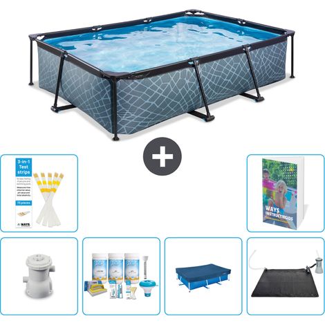 Exit Pool Rechteckig - Steinoptik - 300x200x65 cm - 7-teilig S284