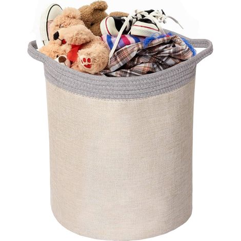 Wäschekorb, tragbare Aufbewahrungstasche, faltbare Wäschekörbe aus wasserdichtem Stoff, Kleidung, Spielzeug, Organizer mit großer Kapazität (X-Khaki-Grau)