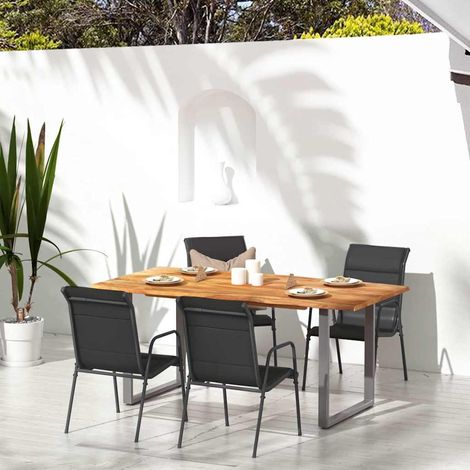 Chaises de jardin-Chaise de terrasse-Chaise d'extérieur 4 pcs Acier et textilène Noir (1/5)