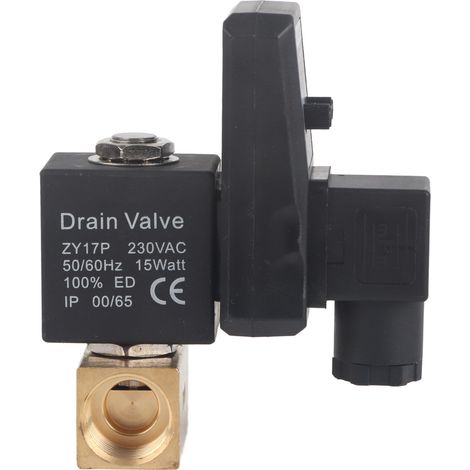 Vanne de purge électronique temporisée automatique G1/2 DN15 pour condensats de compresseur d'air (AC230V)