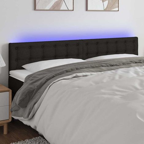 vidaXL Cabecero con LED de tela negro 160x5x78/88 cm (1/5)
