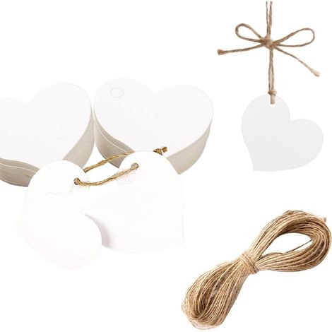 Pack of 50 White Heart Shaped Gift Tags (1/5)