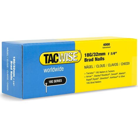 TACWISE 1712 Clous de Finition Brad Galvanises de Type 18G / 32 mm, Lot de 4000 (1/5)