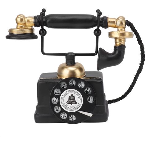 Grand modèle de téléphone décoratif rétro en résine, style vintage, à cadran rotatif, idéal pour décorer une vitrine de café ou de bar (type 14). (1/5)