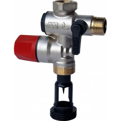 Watts – Groupe de sécurité laiton NF-ACS droit 1/2 – Raccordement 1/2 pour ballon jusqu'à 4 kW – Garde d'air DN 20 inclus