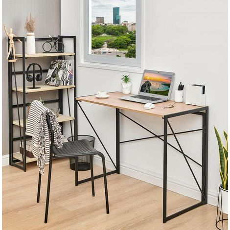 mcc direct Folding Desk Workstation Foldable Computer Desk for Office Home Study Writing Table No Assembly Miami (Natural, 100cm) (1/5)