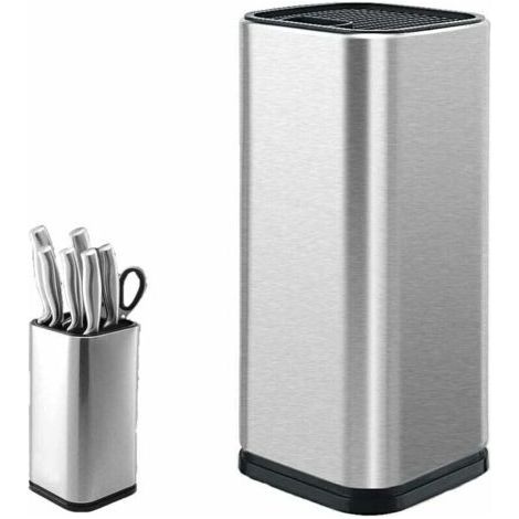 Knife Block, Stainless Steel Knife Holder, Kitchen Knife Holder, Square Knife Holder, for Knives and Scissors (Square) (1/4)
