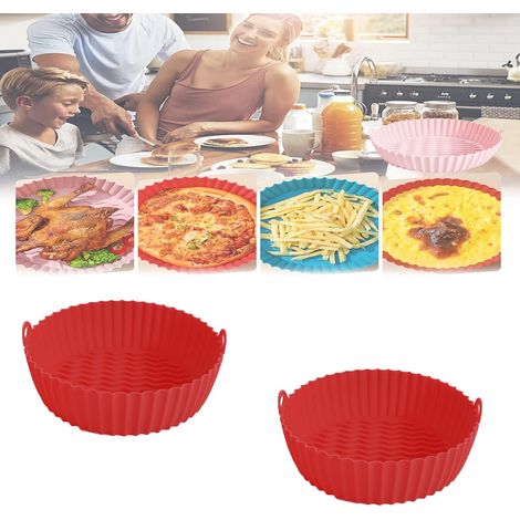 NALOOKAMIC Poêle à frire en silicone pour friteuse à air réutilisable Accessoire pour friteuse à air 100 % comestible (rouge 19,1 cm) (1/3)
