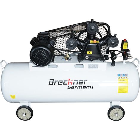 Compressore d'aria a cinghia da 200 litri, motore a 3 cilindri da 3 kW/4 CV, pressione massima 8 bar, volume di aspirazione aria 525 l/min Breckner Germany (1/5)