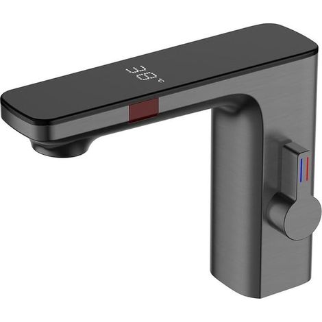 Robinet lavabo capteur intelligent 1.27cm – mélangeur eau chaude/froide – automatique sans contact – gris (1/5)