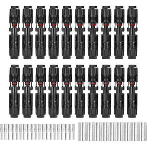 20 paires de connecteurs solaires mâles/femelles pour câbles de panneaux solaires, étanches IP67, pour câbles photovoltaïques de 2,5/4/6 mm². (1/5)