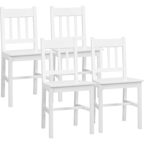 Lot de 4 chaises de salle à manger en pin massif blanc, design moderne avec dossier, pour cuisine et salon (1/5)